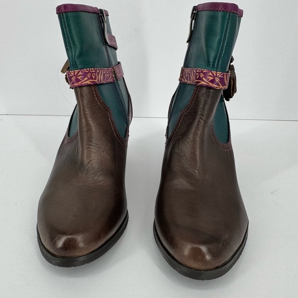 L’ARTISTE Spring Step Purple Turquoise Brown Tassle Western Ankle Boots Heels 38 - Picture 2 of 11
